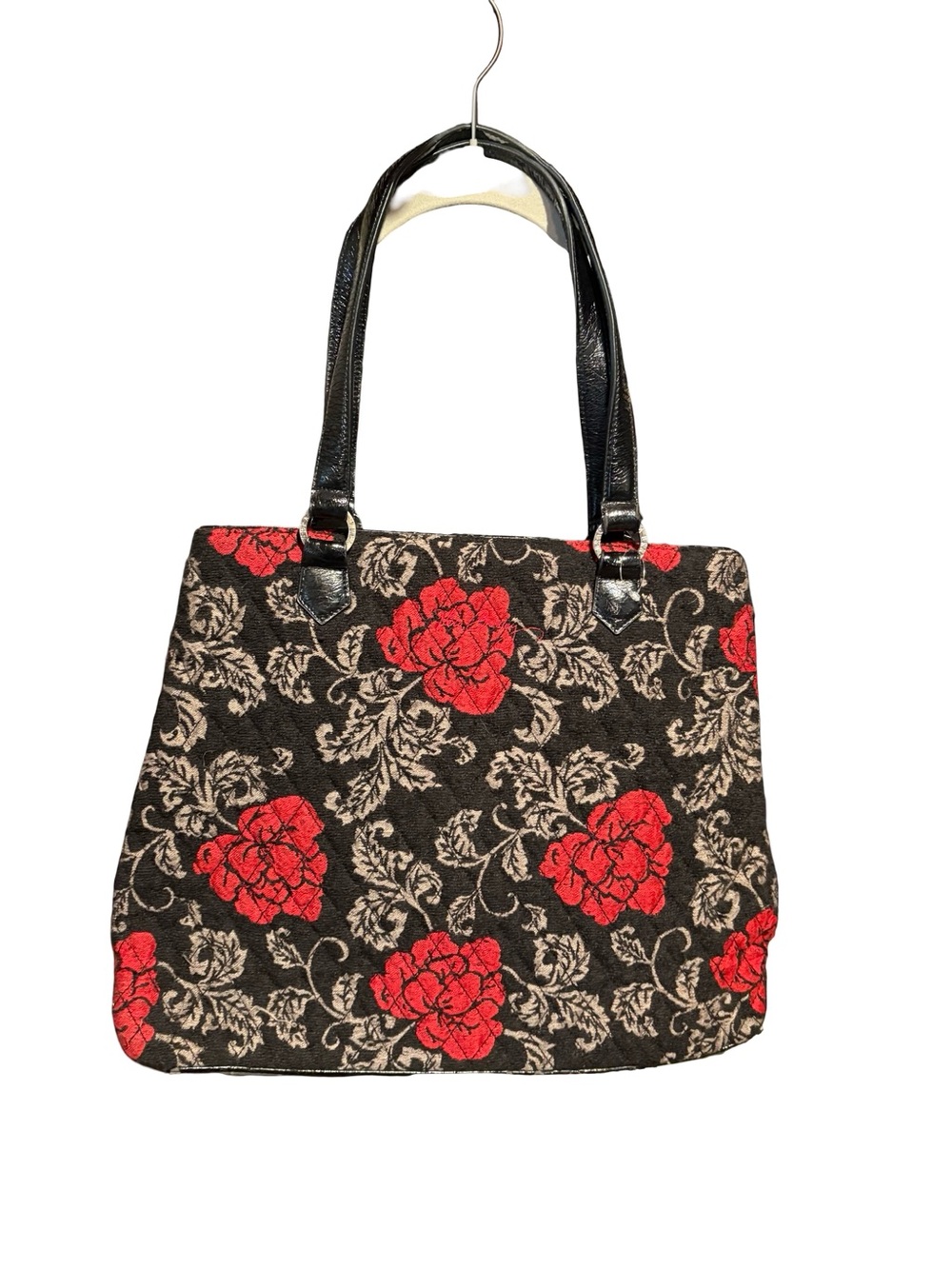 Vera Bradley Black Tote with Red Floral Jacquard